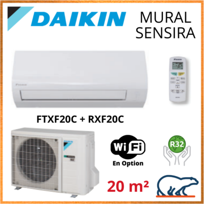 Daikin Climatisation Inverter Réversible – SENSIRA BLUEVOLUTION – R32 – FTXF20C + RXF20C 2.0 KW