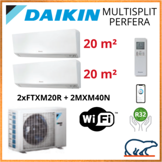 Daikin Bi-Split – PERFERA Bluevolution – R32 – 2MXM40N + 2 X FTXM20R + WIFI 4KW