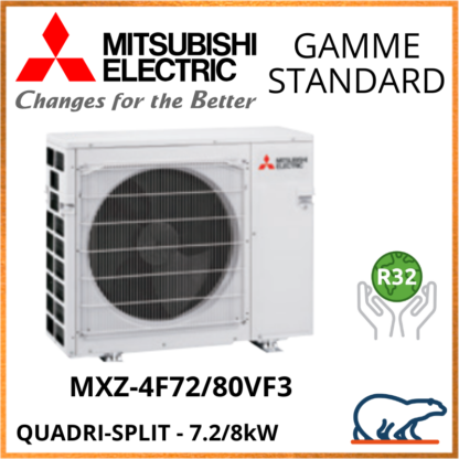 Mitsubishi Unités Extérieures – Quadri-Splits – STANDARD – R32 – MXZ-4F72VF3 / MXZ-4F80VF3
