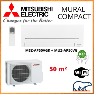 Climatiseur mural MITSUBISHI Compact 5 kW – MSZ-AP50VGK + MUZ-AP50VG