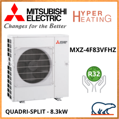 Mitsubishi Unité Extérieure – Quadri-Splits – HYPER HEATING – R32 – MXZ-4F83VFHZ 8,3 kW