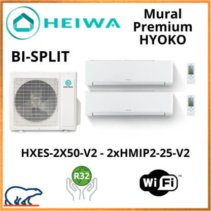 BISPLIT HEIWA Premium HYOKO  2xHMIP2-25-V2 + HXES-2X50-V2 5kW