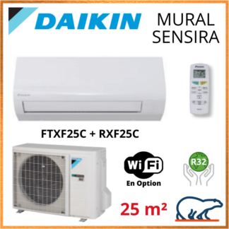 Daikin Climatisation Inverter Réversible – SENSIRA BLUEVOLUTION – R32 – FTXF25C + RXF25C 2.5 KW