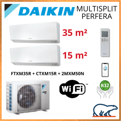 Daikin Bi-Split – PERFERA Bluevolution – R32 – 2MXM50N + FTXM35R + CTXM15R + WIFI 5KW