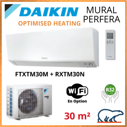 Daikin Climatisation – PERFERA OPTIMISED HEATING BLUEVOLUTION – R32 – FTXTM30M + RXTM30N 3KW