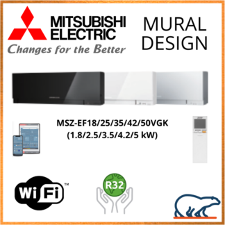 Mitsubishi Unités Intérieures – DESIGN WIFI – R410A / R32 – MSZ-EF18VGK / MSZ-EF25VGK / MSZ-EF35VGK / MSZ-EF42VGK / MSZ-EF50VGK