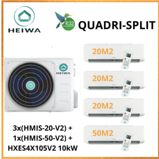 QUADRISPLIT HEIWA ZEN 3x(HMIS-20-V2) + 1x(HMIS-50-V2) + HXES4X105V2 10kW