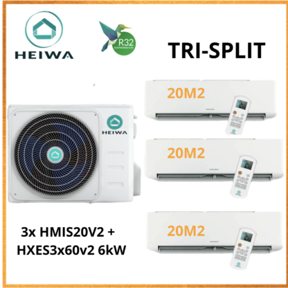 TRI-SPLIT HEIWA ZEN  3x HMIS-20-V2 + HXES-3X60-V2 6kW