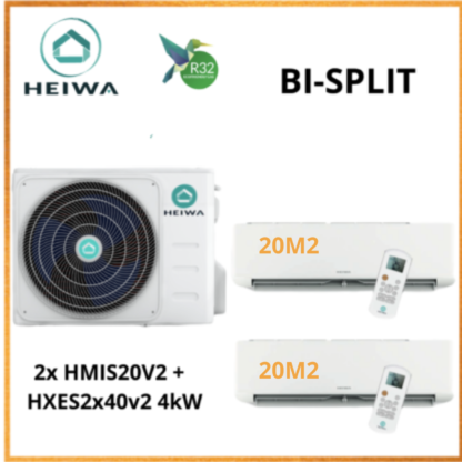 BI-SPLIT HEIWA ZEN  2x HMIS-20-V2 +  HXES-2×40-V2 4kW