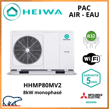 PAC Air-Eau Monobloc Heiwa Premium Hyoko 8kW HHMP80MV2