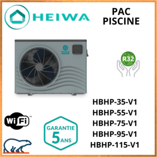 Pompe à chaleur Piscine Heiwa Blue Inverter HBHP35V1 / HBHP55V1 / HBHP75V1 / HBHP95V1 / HBHP115V1