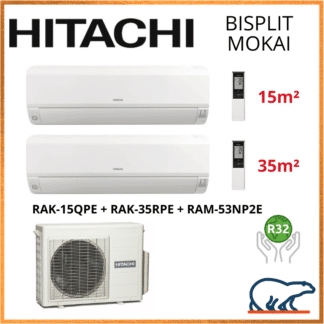 BISPLIT HITACHI MOKAI RAM-53NP2E + RAK-15QPE + RAK-35RPE 5.3kW