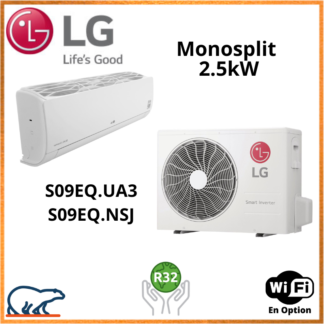 LG Monosplit 2.5kW : S09EQ.UA3 (GE) + S09EQ.NSJ (UI)